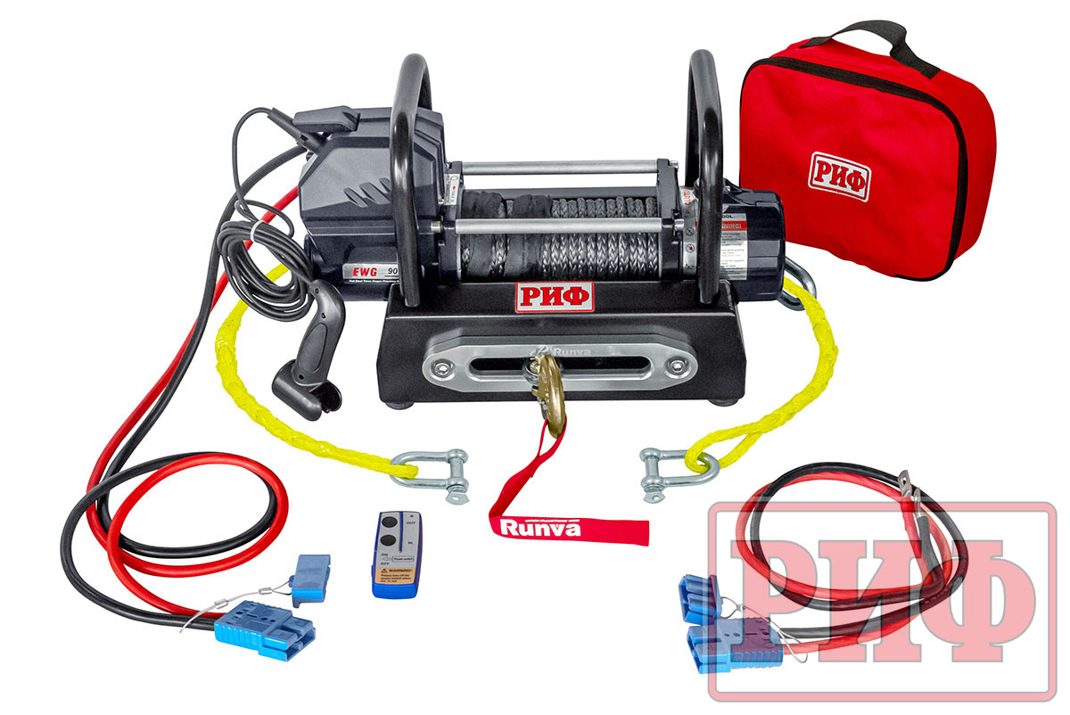 Лебедка переносная РИФ 9000USR c площадкой и проводами в сборе) 4000 кг